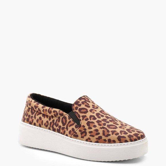Boohoo Shoes - BooHoo Platform Slides Leopard Size 6
